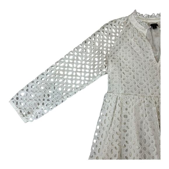 J.CREW Eyelet Lace Side Zip Midi Dress | S | White | Boho Romantic Vacation - Picture 7 of 16